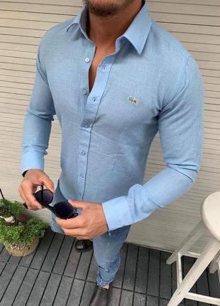 Сорочка lacoste blue рубашка лакоста приталена лакост