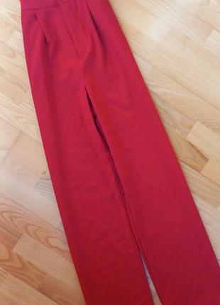 Красные брюки палаццо stradivarius котоновые штаны с высокой посадкой