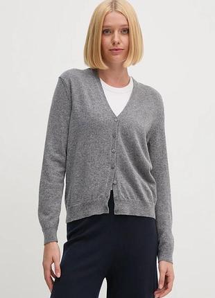 Стильный серый хлопковый кардиган на пуговицах размер м