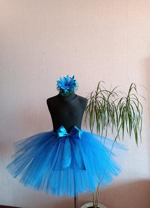 Костюм волошка костюм квіточка василёк спідничка синя пишна і заколка