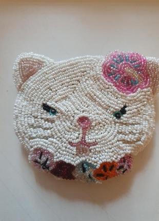 Кошелек котик, бисер