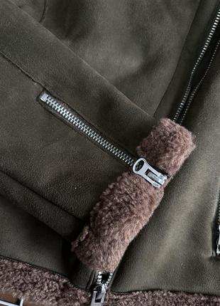 Теплая женская дубленка авиатор zara5 фото