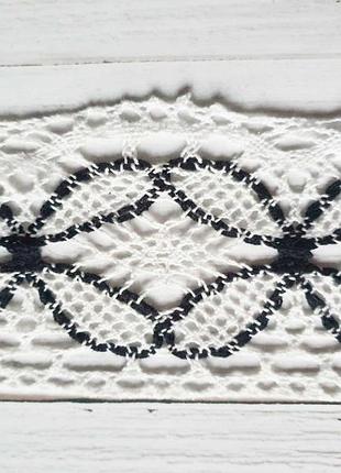 Мереживо натуральне бавовняне (лляне) чорно білого кольору