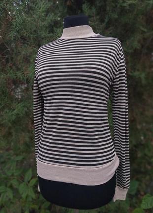 Светр в смужку з люрексом гольф під голо кофта la ligne бежевий лонгслив