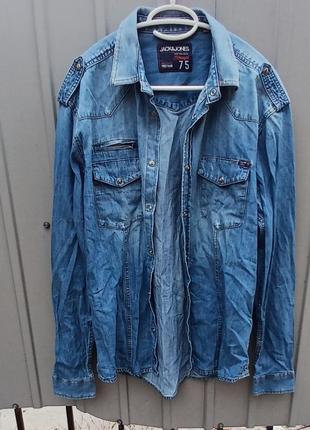 Мужская джинсовая рубашка jack &amp;jones.