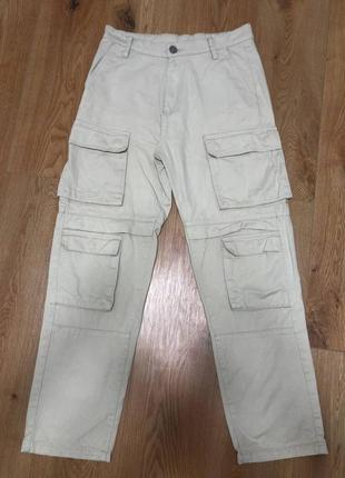 Брюки брюки мужские карго бежевые прямые casual fsbn, размер m.