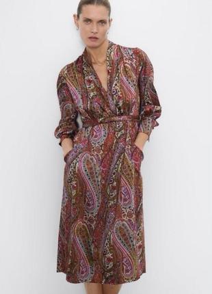 Сатинова сукня міді zara