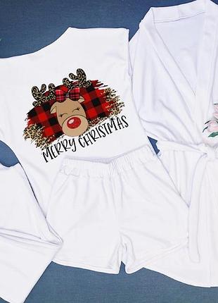 Велюровый новогодний комплект 4 в 1 для девочки