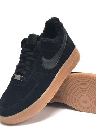 Зимние мужские кроссовки nike air Mens 1 low black Костюм (мех) 40-41-42-43-44-45