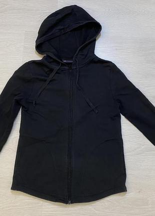 Тонкая черная кофта на молнии m&amp;s,sk6, xs, 100% коттон, есть нюансы
