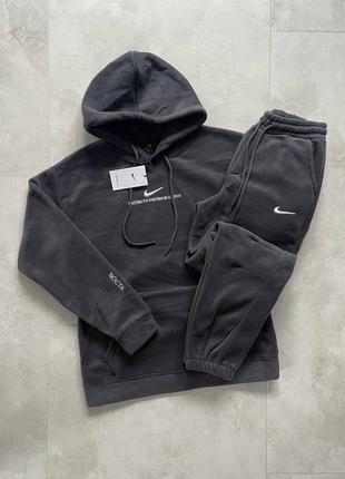 Зимний мужской спортивный флисовый плюшевый костюм nike