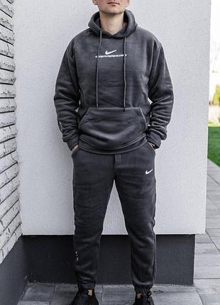Мужской зимний спортивный костюм плюшевый флисовый nike
