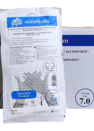 Перчатки стерильные хирургические alexpharm латексные опудренные. 1пара 7.0