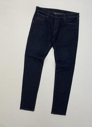 Джинсы мужские синие uniqlo, размер l skinny tapered low rise ultra stretch