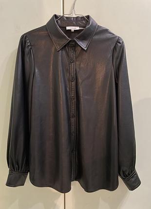 Кожаная женская черная рубашка calvin klein s-m