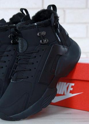 Зимние мужские кроссовки nike huarache x acronym woven black (мех) 40-41-42-43-44-45