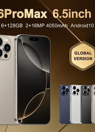 Китайский мобильный телефон смартфон apple iphone 16 pro max, 6 гб+128 гб,  6,5 дюйма, android 10, 4g, 2 сим!