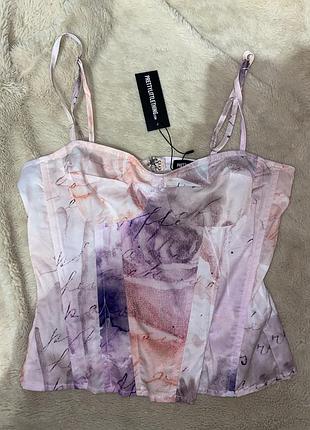 Майка корсет на молніі м’яка чашка новий prettylittlething