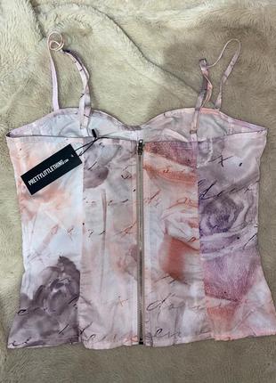 Майка корсет на молніі м’яка чашка новий prettylittlething