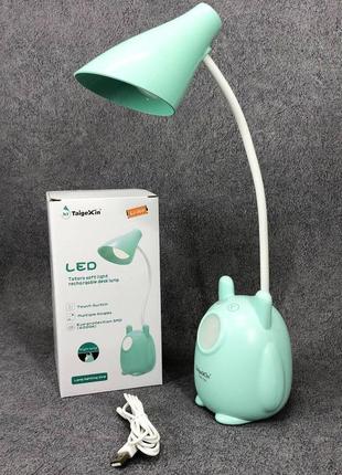 Настільна лампа taigexin led tgx 792, настільна лампа на гнучкій ніжці, сенсорна лампа. колір: зелений1 фото