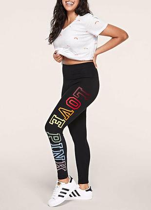 Леггинсы лосины victoria's secret pink cotton high waist full length legging