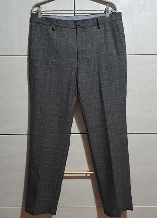 Шерстяные мужские брюки в клетку тёплые стильные