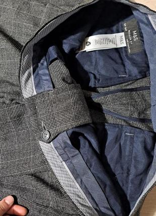 Шерстяные мужские брюки в клетку тёплые стильные