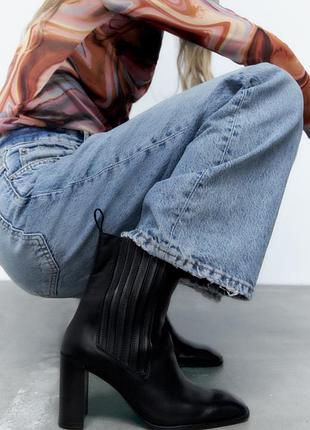 Черевики zara шкіряні чорні, 39 розмір