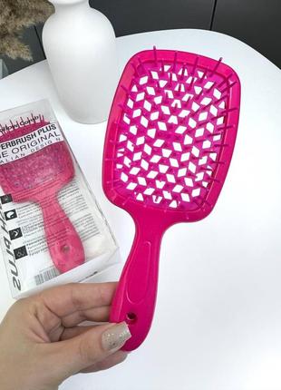 Гребінець для волосся  "super brush" в коробці. малиновий