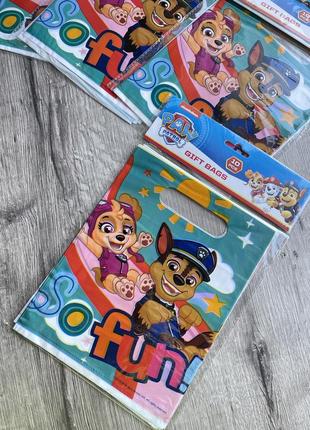 Детские пакетики, подарочные пакетики, набор 10шт, щенячий патруль, paw patrol