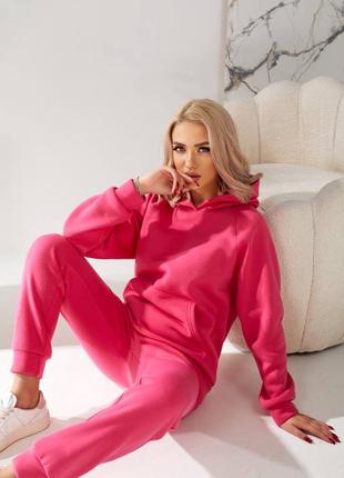 Спортивный костюм женский базовый теплый флисовый на флисе утепленный черный серый розовый бордовый осенний зимний на осень зиму батал