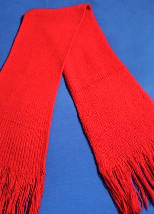 Шарф красный крупная вязка вязанный