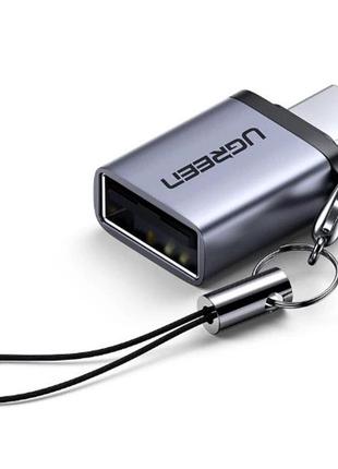 Адаптер ugreen otg type-c to usb 3.0 с карабином space gray (us270)
