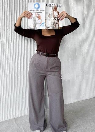Шерстяные брюки палаццо, большие размеры