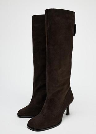 Широкі замшеві черевики  zara