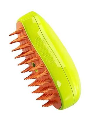 Парова спрей щітка для вичісування тварин 3в1 масажер для котів та собак зелений