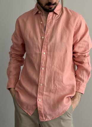 Scotch&amp;soda linen pink shirt рубашка лен льняная оригинал новая светлая розовая легкая летняя премиум красивая свободная стильная