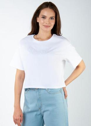 Укороченная футболка женская стильная оверсайз, свободная короткая футболка кроп топ