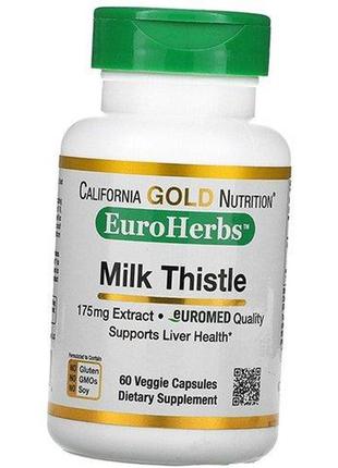Екстракт розторопші, euroherbs milk thistle extract, california gold nutrition 60вегкапс (71427011)