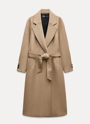 Довге вовняне пальто  zara