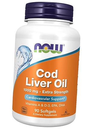 Рыбий жир из печени трески, cod liver oil 1000, now foods 90гелкапс (67128018)