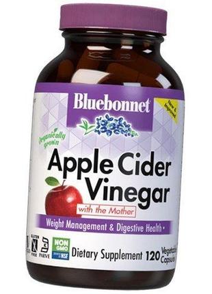 Органічний яблучний оцет, apple cider vinegar, bluebonnet nutrition 120вегкапс (72393013)