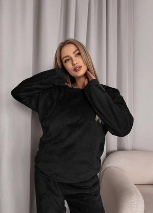 Чорна махрова піжама, молочна махрова піжама