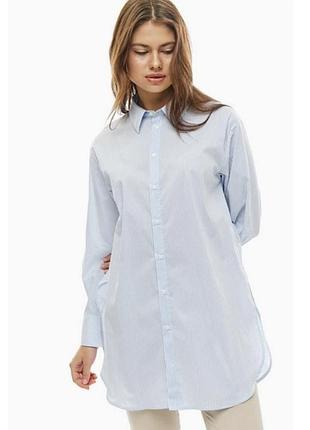 Рубашка удлиненная в мелкую полоску