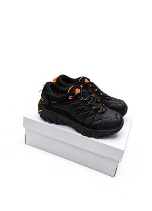 Чоловічі кросівки merrell ice cap quilted moc 3m thinsulate чорні помаранчевим (gore-tex)❄️