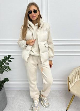 Костюм трійка miu miu  зима беж м'який