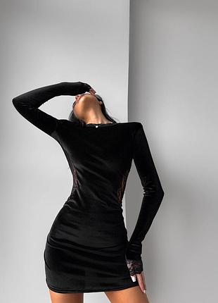 Бархатное платье со вставками 4