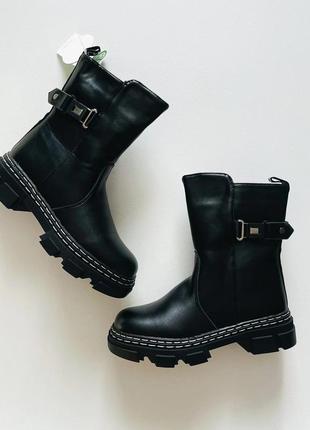 Зимние сапожки экокожа на овчине
