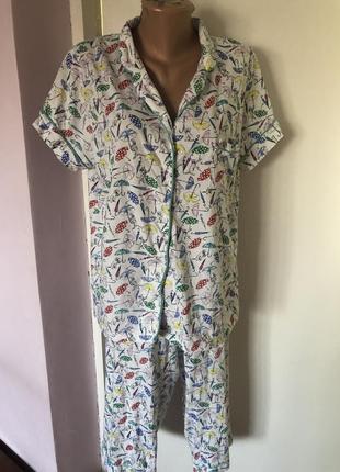 Пижама, комплект, костюм, 100% коттон, xl. tu.