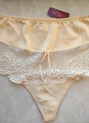 Трусики стринги с кружевом хлопок